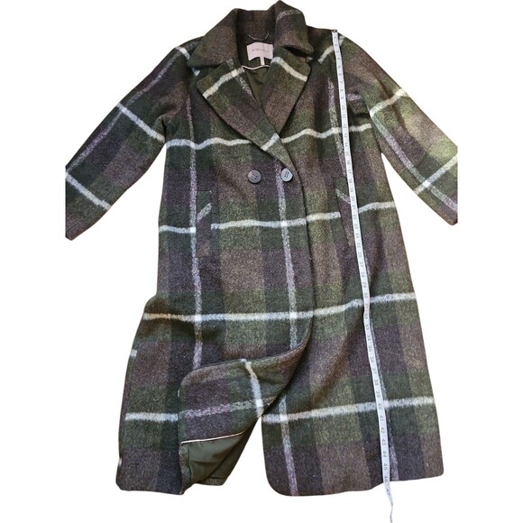 BCBGeneration Preppy Plaid Mid-length Coat Womens XL Forest Moss Green Academia - Picture 9 of 10